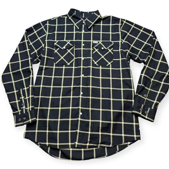 NWOT Dixxon Flannel Co. Vogue Tyres Men's Black Pearl Snap Dress Shirt Large - Picture 1 of 7